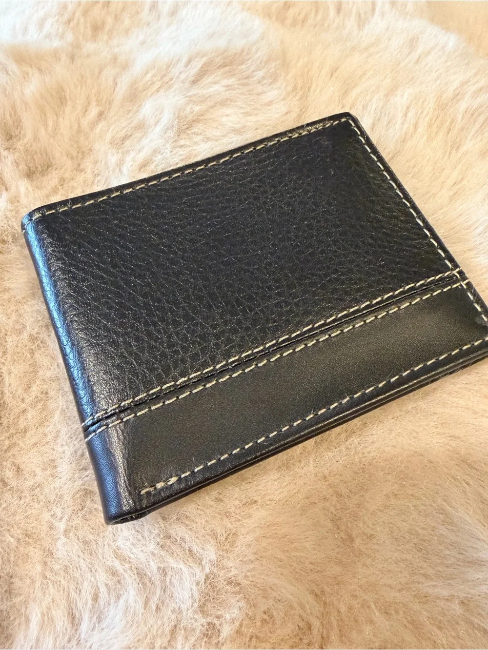 Espresso Brown Leather Bi-Fold Wallet with Contrast Stitching